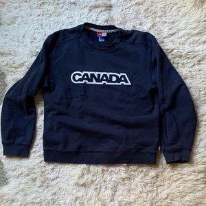 Canada Navy Blue & White Graphic Crewneck Pullover Sweater